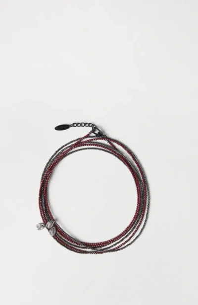 Brunello Cucinelli Hematite And Sterling Silver Bracelet In Red