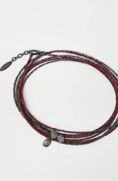 Brunello Cucinelli Hematite And Sterling Silver Bracelet In Red