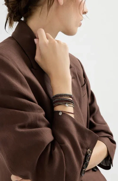 Brunello Cucinelli Hematite And Sterling Silver Bracelet In Red