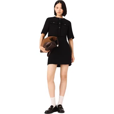 Maje 2-in-1 Shiny Tweed Dress In Black