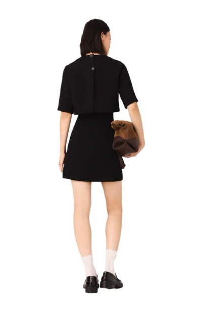 Maje 2-in-1 Shiny Tweed Dress In Black