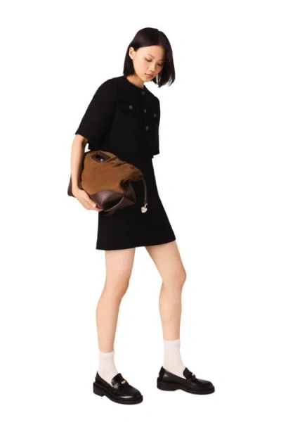 Maje 2-in-1 Shiny Tweed Dress In Black