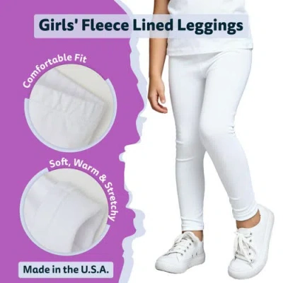 City Threads Girls Soft Fleece Stretch Leggings In White