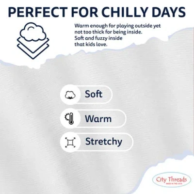 City Threads Girls Soft Fleece Stretch Leggings In White