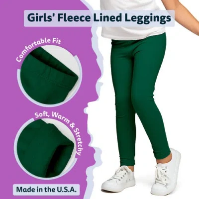 City Threads Girls Soft Fleece Stretch Leggings In Green
