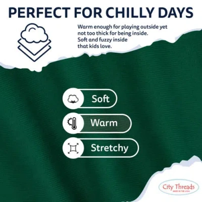 City Threads Girls Soft Fleece Stretch Leggings In Green