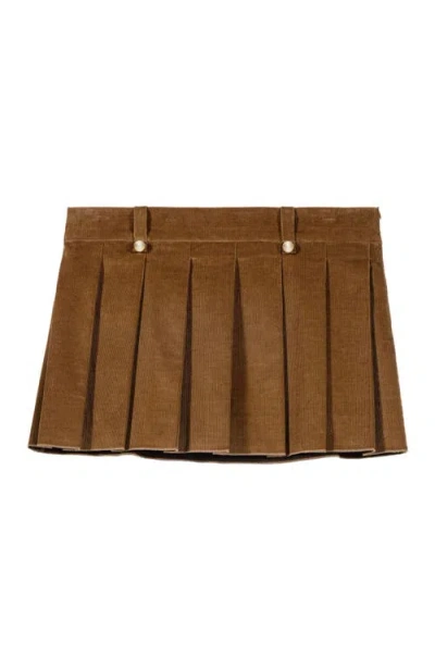 Maje Jubelle Pleated Corduroy Miniskirt In Brown