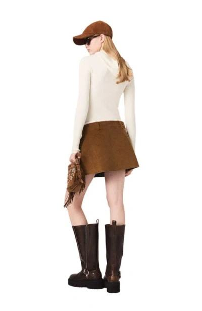 Maje Jubelle Pleated Corduroy Miniskirt In Brown