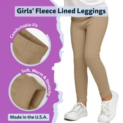 City Threads Girls Soft Fleece Stretch Leggings In Brown