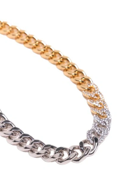 Maje Two-tone Rhinestone Link Necklace In Gold