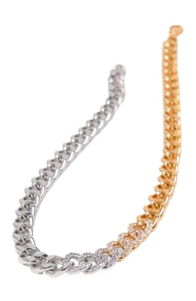 Maje Two-tone Rhinestone Link Necklace In Gold