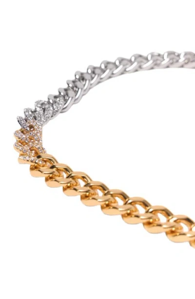 Maje Two-tone Rhinestone Link Necklace In Gold