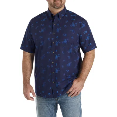 Harbor Bay By Dxl Big & Tall Easy-care Floral Print Sport Shirt In Multi