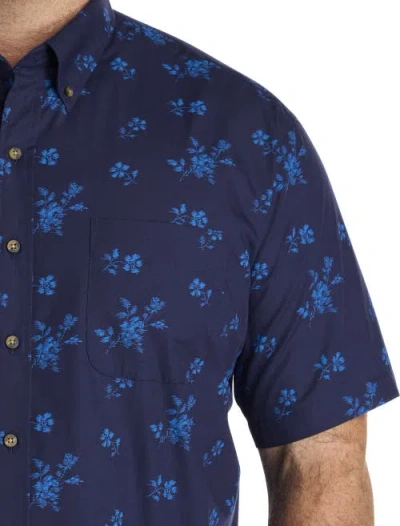Harbor Bay By Dxl Big & Tall Easy-care Floral Print Sport Shirt In Multi