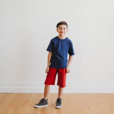 City Threads Boys Organic Cotton Soft Jersey Short Sleeve Crew Tee In Red
