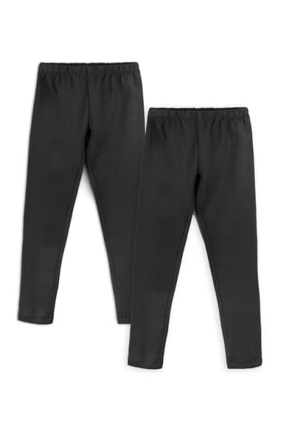 Mightly Organic Cotton Reinforced Knee Leggings 2-pk In Black