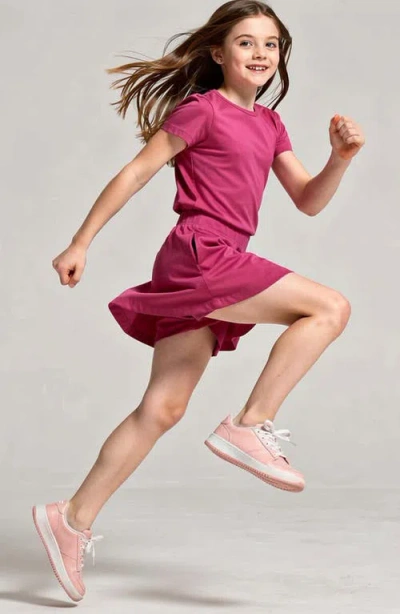 Mightly Organic Cotton Girls Pocket Skorts In Pink