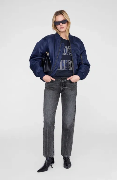 Anine Bing Harry Shrunken La Sweatshirt In Black