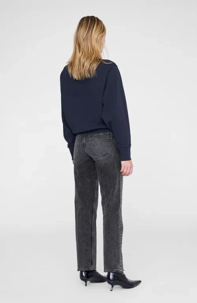 Anine Bing Harry Shrunken La Sweatshirt In Black