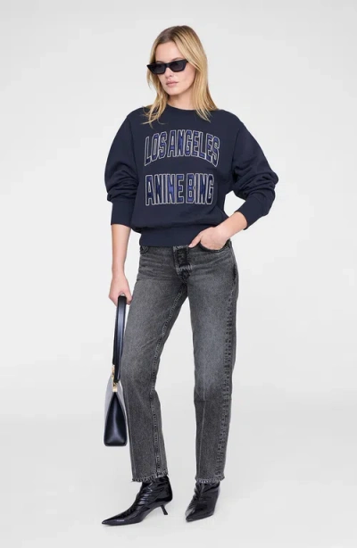 Anine Bing Harry Shrunken La Sweatshirt In Black