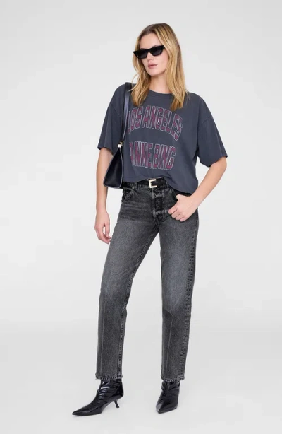 Anine Bing Black Washed Cropped Johnny T-shirt Women In Gray