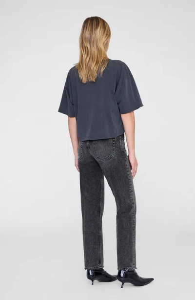 Anine Bing Black Washed Cropped Johnny T-shirt Women In Gray