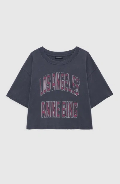 Anine Bing Black Washed Cropped Johnny T-shirt Women In Gray