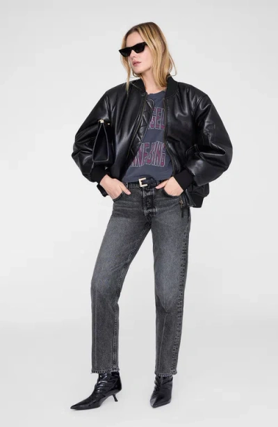 Anine Bing Black Washed Cropped Johnny T-shirt Women In Gray