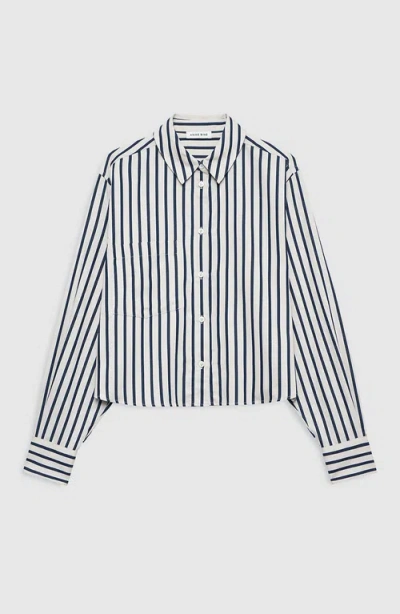 Anine Bing Essie Cropped Shirt In Gray