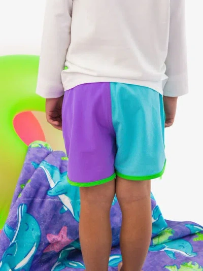 Ruggedbutts Upf50+ Sun Protected Stretch Dolphin Hem Swim Trunks In Pattern