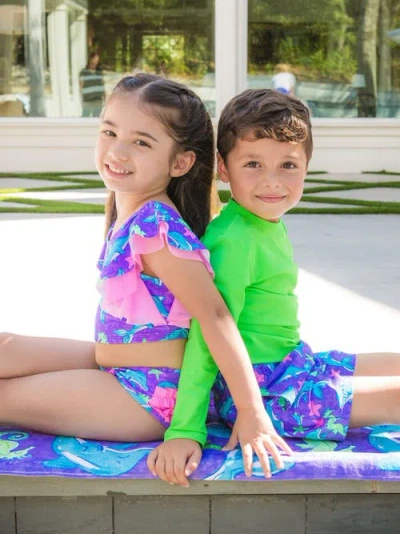 Ruggedbutts Upf50+ Sun Protected Stretch Swim Trunks In Animal Print