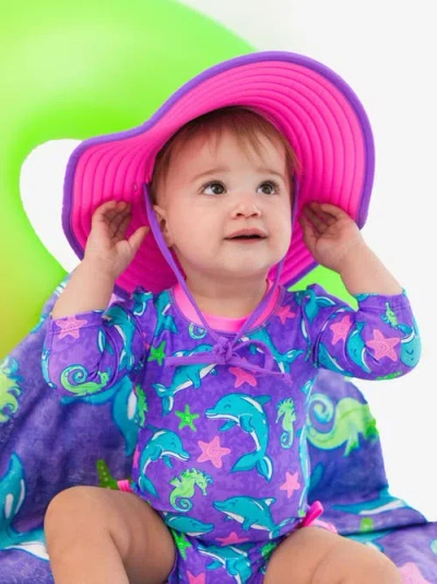 Rufflebutts Girls Upf50+ Sun Protected Swim Hat In Purple