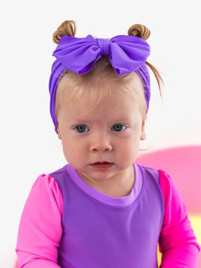 Rufflebutts Girls Upf50+ Swim Bow Headband In Purple