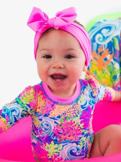 Rufflebutts Girls Upf50+ Swim Bow Headband In Pink