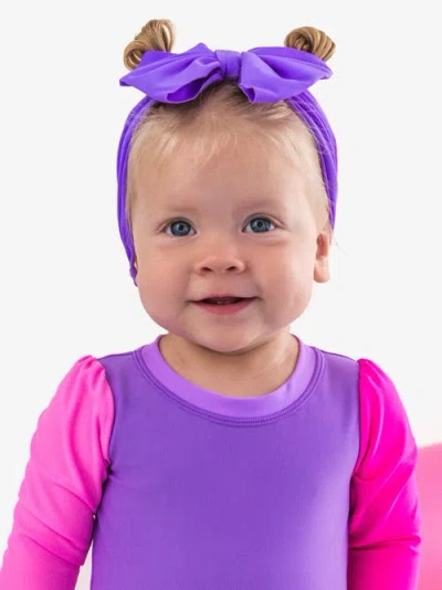 Rufflebutts Girls Upf50+ Swim Bow Headband In Purple