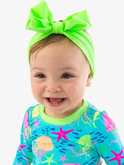 Rufflebutts Girls Upf50+ Swim Bow Headband In Green