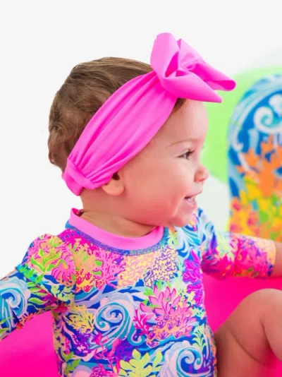 Rufflebutts Girls Upf50+ Swim Bow Headband In Pink
