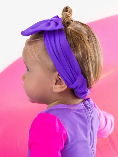 Rufflebutts Girls Upf50+ Swim Bow Headband In Purple