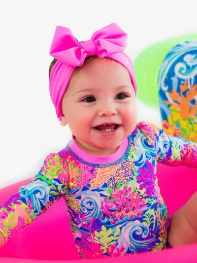 Rufflebutts Girls Upf50+ Swim Bow Headband In Pink
