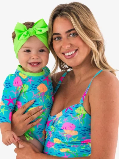 Rufflebutts Girls Upf50+ Swim Bow Headband In Green