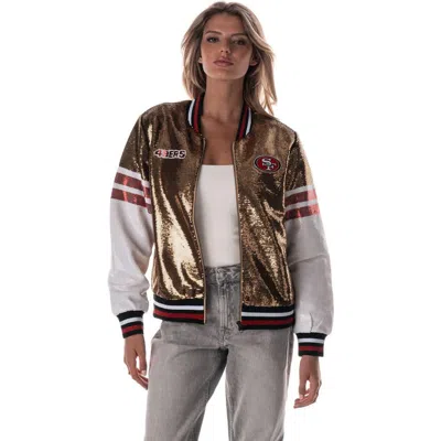 The Wild Collective Gold San Francisco 49ers Sequin Bomber Jacket In Gold