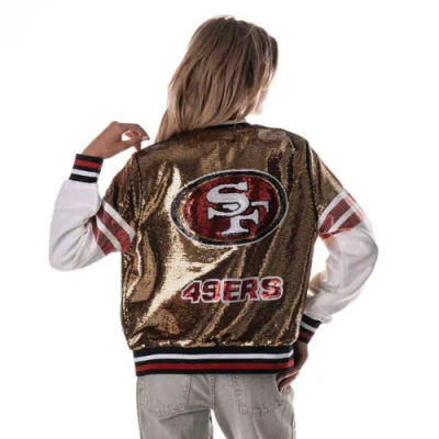 The Wild Collective Gold San Francisco 49ers Sequin Bomber Jacket In Gold