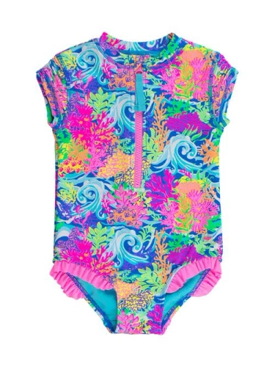 Rufflebutts Short Sleeve Upf50 One Piece Rash Guard
