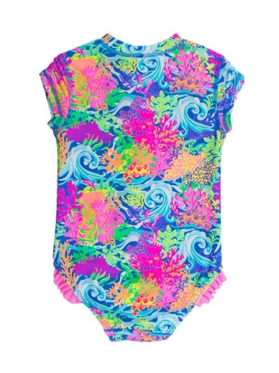 Rufflebutts Short Sleeve Upf50 One Piece Rash Guard