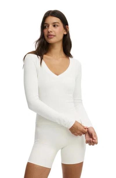 Cotton On Body Active Ultra Soft Plunge Front Long Sleeve In White