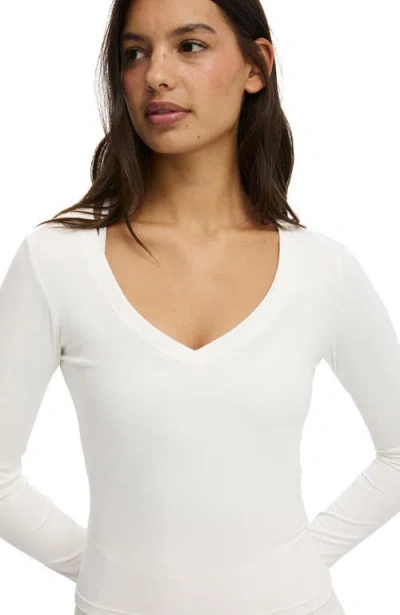 Cotton On Body Active Ultra Soft Plunge Front Long Sleeve In White
