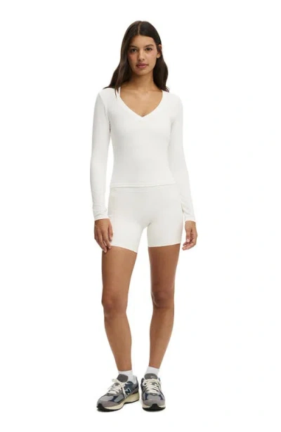 Cotton On Body Active Ultra Soft Plunge Front Long Sleeve In White