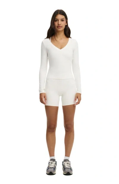 Cotton On Body Active Ultra Soft Plunge Front Long Sleeve In White