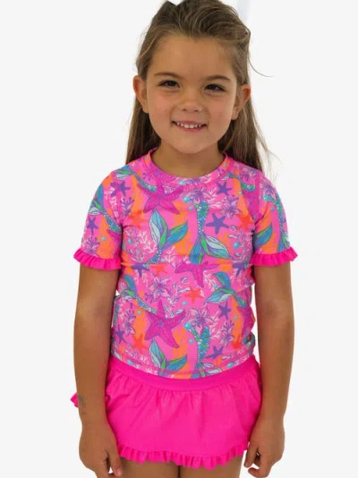 Rufflebutts Baby Girls Short Sleeve Ruffle Upf50+ Rash Guard Skirted 2-piece In Pink