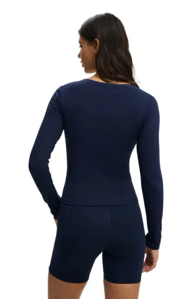 Cotton On Body Active Ultra Soft Plunge Front Long Sleeve In Blue
